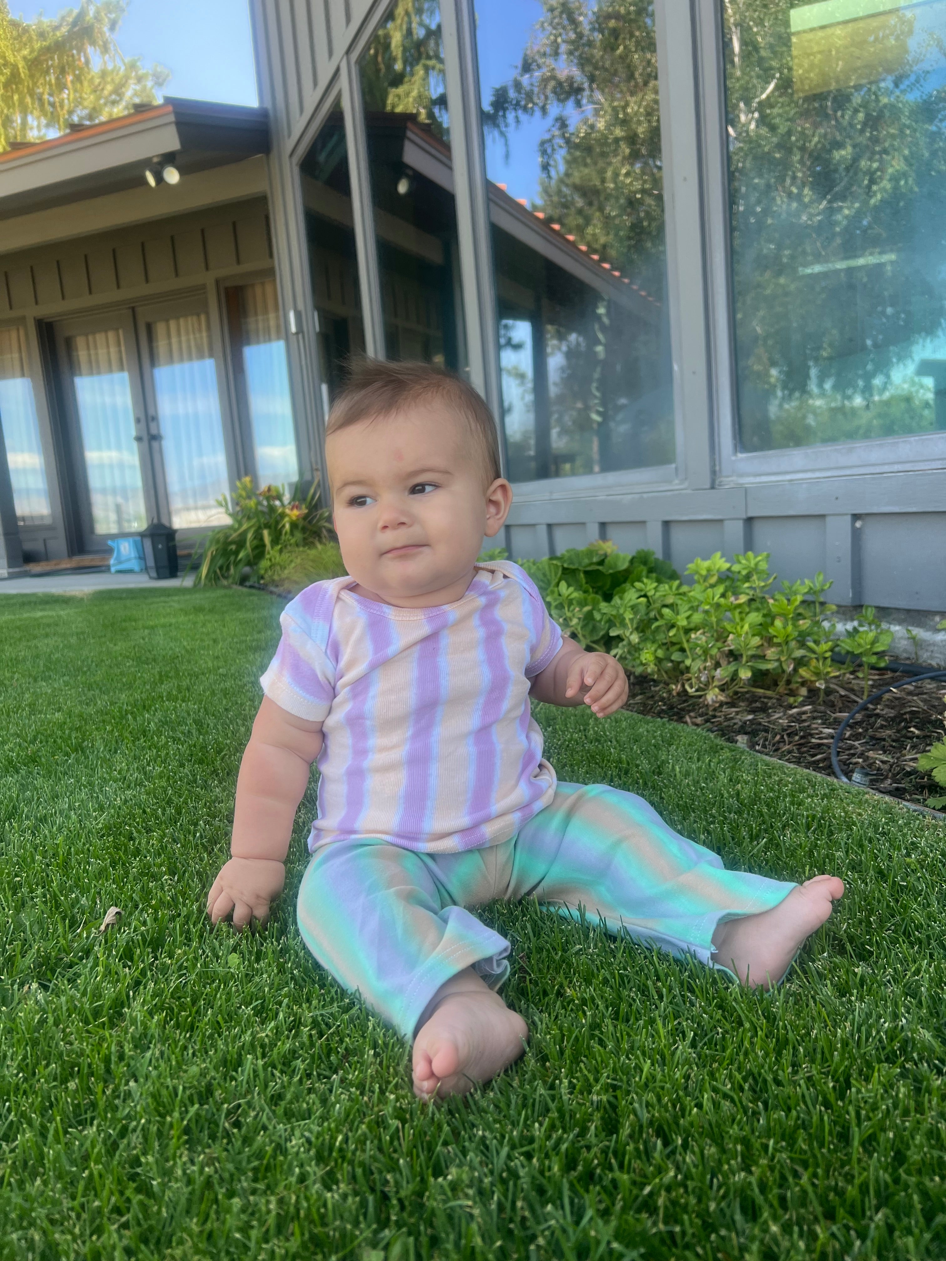 green grass baby pants